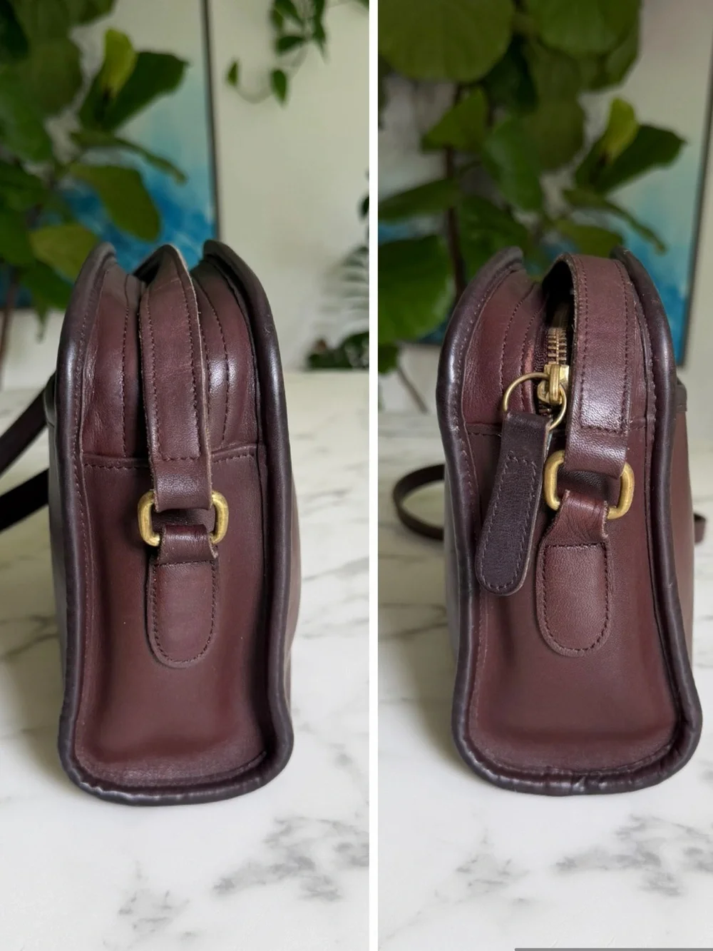 Coach Vintage Metropolis Zip Crossbody Bag 9087 Mahogany Leather 90's w/ Key Fob - Picture 6 of 16